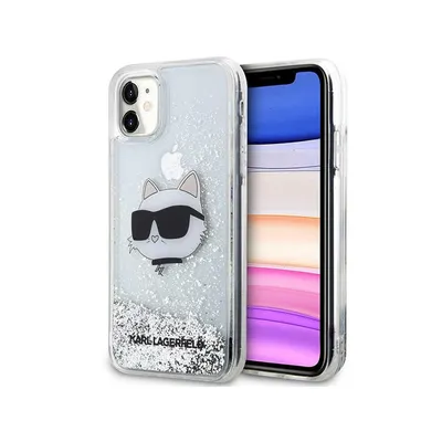 Produktbild von Karl Lagerfeld Liquid Glitter NFT Choupette Head - iPhone 11 Hülle (Silber)