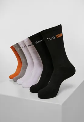 Immagine prodotto di Mister Tee Accessories MT2059 | Fuck Off Socks 6-Pack Socks - Colore: nero/bianco/grigio/neonorange - Taglia: 43-46