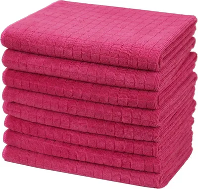 Produktbild von 8er-Set Pink Microfaser Geschirrtücher 45x65 cm - Saugfähige Küchentücher
