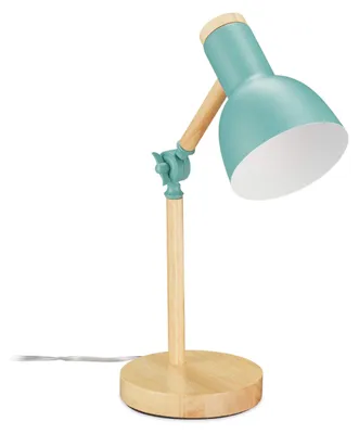 Tischlampe Retro Holz Metall verstellbar Grün E14