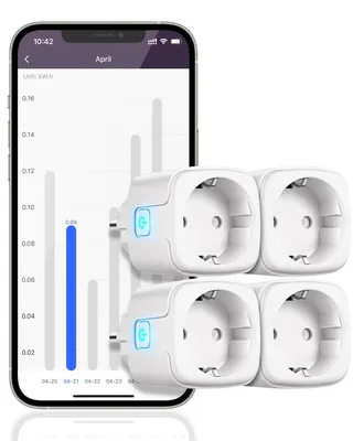 4er-Set WLAN-Steckdosen mit Verbrauchsmessung, App-Steuerung, Timer