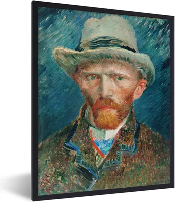 Produktbild von MuchoWow® MuchoWow® Gerahmtes Poster Selbstporträt - Vincent van Gogh 60x80 cm - Poster mit zchwarzem Bilderrahmen - Premium - Wanddeko Wohnzimmer