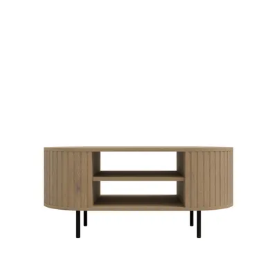 Produktbild von Couchtisch OVARO 100 cm – Moderner Sofatisch mit 2 offenen Ablagen für Wohnzimmer – Wohnzimmertisch – Cremona