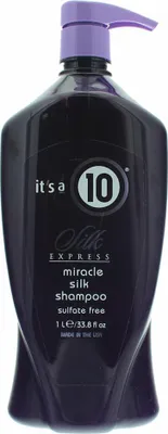 Produktbild von It's a 10 Silk Express Miracle Silk Shampoo, 1000 ml, Shampoo, Nicht-professionell, Unisex, Farbschutz, Feuchtigkeitsspendend, Nährend, Schutz, Glanz, Glättend, Weichmachend, Pumpenflasche