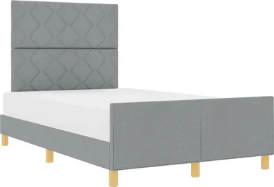 Zdjęcie produktu dla vidaXL Rama łóżka z zagłówkiem jasnoszara 120 x 190 cm tkanina