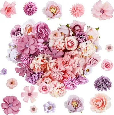 Produktbild von Kunstblumen-Set aus Kunststoff in Rosa und Pink für Dekorationen, Hochzeiten, Feiern und Tischdekoration