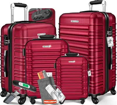 Produktbild von KESSER® 4tlg. Hartschalenkofferset Hartschalenkoffer Reisekoffer Set Reisekofferset Trolley Koffer Inkl. Kofferwaage + Gepäckanhänger Rollkoffer Schloss 4 Rollen ABS-Hartschale Teleskopgriff S-M-L-XL