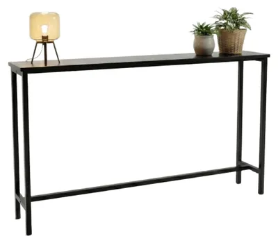 Immagine prodotto di IvoQ Consolle stretta industriale - Tavolo da parete - Metallo nero & legno - 120x20x65 cm