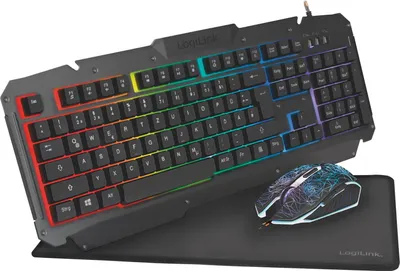Immagine prodotto di Set da gioco tastiera, mouse e tappetino per mouse, cablato, illuminazione RGB, 2400dpi
