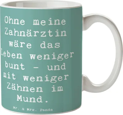 Produktbild von Mr. & Mrs. Panda Teetasse Spruch Zahnärztin Dank - Meeresbrise - Geschenk, Beruf, kaffeebecher keramik, Geschenke für, Dankbarkeit, Berufstätige, Tasse, Dankeschön