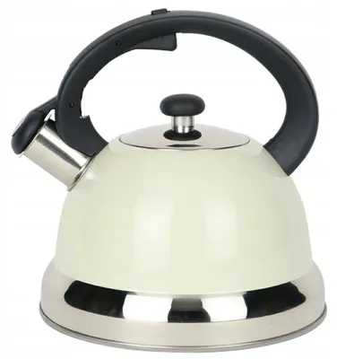 Produktbild von Rossner 6108 Stahl Wasserkessel 2,5L cremefarben mit Pfeife