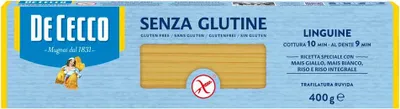 A box of De Cecco gluten-free linguine pasta.