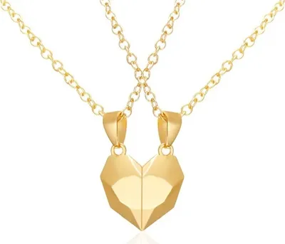 Produktbild von Magnet Heart Halsketten – Golden für Freundschaft und Liebe KP26946