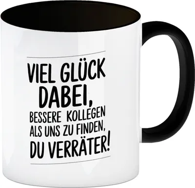 Produktbild von Kollegen Abschied Kaffeebecher in schwarz - du Verräter