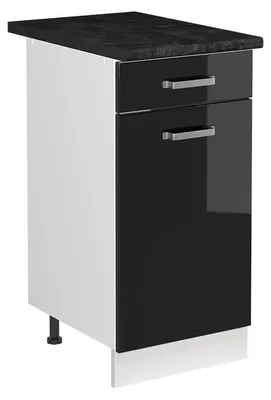Obrázok produktu pre Spodná skrinka pod drez Vicco R-Line Čierny vysoký lesk/biely 40 cm pracovná doska antracitová, Model 72892
