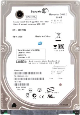 Produktbild von Seagate Momentus Festplatte, 80 GB, 2,5 Zoll, SATA, 5400 U/min, Festplatte, kompatibel mit Windows