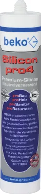 A product shot of a tube of beko Silicon pro4 sealant.