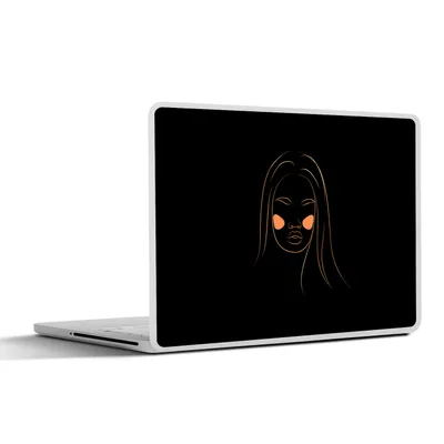 Produktbild von MuchoWow® Laptop Aufkleber Sticker Cover Frau - Gold - Rosa - Strichzeichnung 25x18 cm - Laptop-Deko