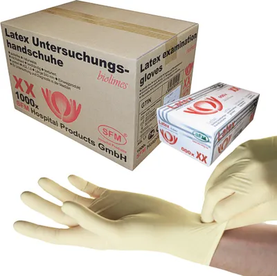Produktbild von SFM ® BIOLIMES : L Latexhandschuhe puderfrei texturiert weiß (1000)
