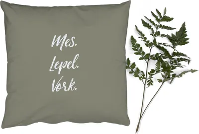 Produktbild von MuchoWow® Zierkissen Sofakissen Wohnzimmer Dekokissen 40x40 cm Sprichwörter - Messer. Löffel. Gabeln. - Zitate - Besteck - Foto Kissen - Schlafzimmer Dekoration