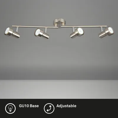 Immagine prodotto di Lampada da soffitto a LED faretto 4xGU10 orientabile 3000K 12W nichel opaco Briloner