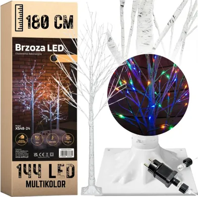 Zdjęcie produktu dla Drzewko świąteczne brzoza led dekoracja święto 180 cm 144 led Multikolor
