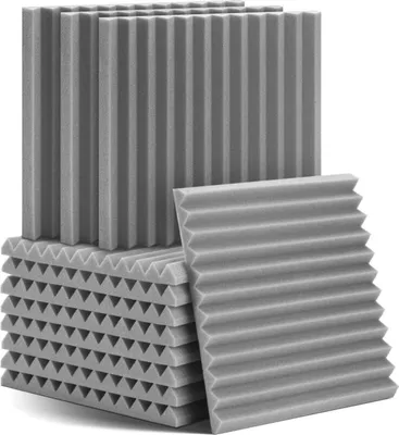 Produktbild von 12er-Pack Akustikschaumplatten 30 x 30 x 2,5 cm – Schallschutzplatten mit hoher Dichte zur Reduzierung von Innengeräuschen und Echo in Aufnahmestudios/Heimbüros