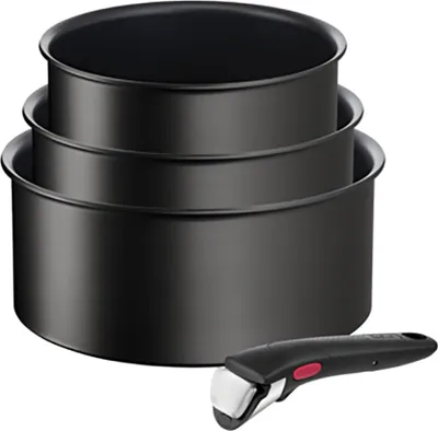 Zdjęcie produktu dla Tefal Ingenio Unlimited L7639343, zestaw naczyń kuchennych, czarny, aluminium, tytan, czarny, z wyjmowaną pokrywką