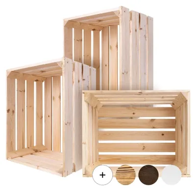 Productafbeelding van Creative Deco 3 x Natuurlijke Houten Kist, 50 x 40 x 30 cm