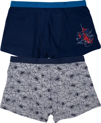 Produktbild von Marvel Spider-Man Boxershorts für Jungen - Kinder Unterwäsche Unterhose Boxer Blau/Grau (2er Pack), Größe:122-128