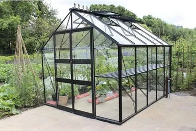 Produktbild von Gewächshaus Halls Blockley 812 3 mm Sicherheitsglas mit Fundament 256 x 380 cm schwarz