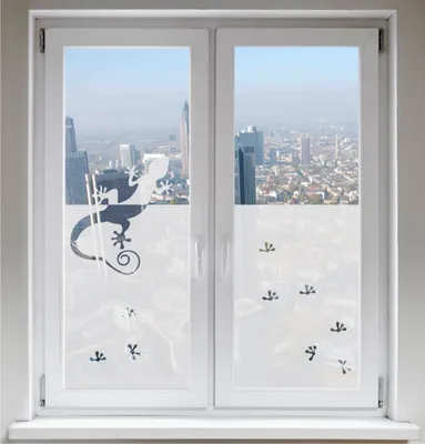 Produktbild von INDIGOS UG Glasdekorfolie Sonnenschutz Fensterbild Sichtschutz Gecko satiniert blickdicht - 1200mm Breite x 500mm Höhe