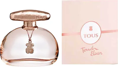 A perfume bottle and its packaging are displayed side-by-side against a white background.