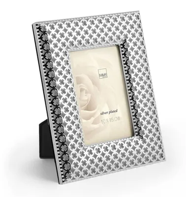 Image de H&h cadre photo avec bordure argentée, 15x10 cm, beige
