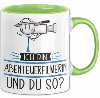Produktbild von Abenteuerfilmerin Tasse Geschenk Ich Bin Abenteuerfilmerin Und Du So Geschenkidee Lustiger Spruch Becher (Grün)