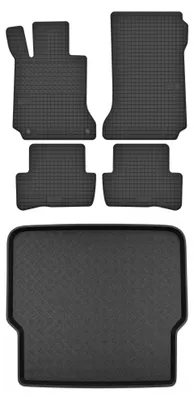Productafbeelding van Rubberen automatten + kofferbakmat voor Mercedes-Benz Klasa C W204 2007-2014 (stationwagen) – 5-delig, zwart, op maat – Wielganizator