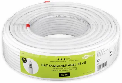 Produktbild von Goobay 75 dB SAT Koaxialkabel, 2x geschirmt, 50 m, Weiß
