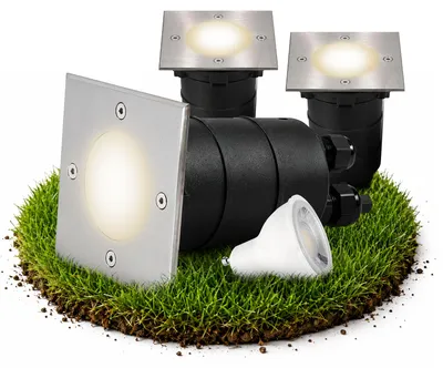 Produktbild von SSC-LUXon MADON LED Bodeneinbaustrahler Aussen IP67 - mit LED GU10 Leuchtmittel 3W neutralweiß - Bodenlampe für Garten befahrbar & trittfest