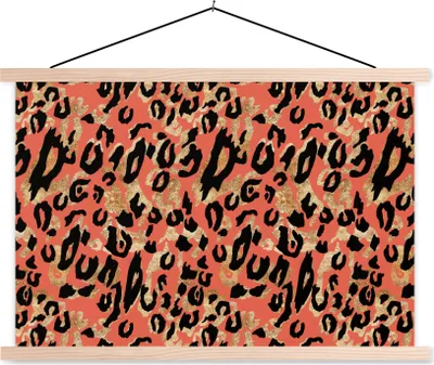 Produktbild von MuchoWow® Textilposter Pantherdruck - Muster - Rosa 60x40 cm mit holzfarbenen Rahmen - Bilder