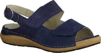 Produktbild von Waldläufer K-Heliett 681003-206 Pro Aktiv bequeme Damensandale, Leder, Jeans - Damenschuhe Sandale bequem / lose Einlage, Blau, leder (denver ratan)