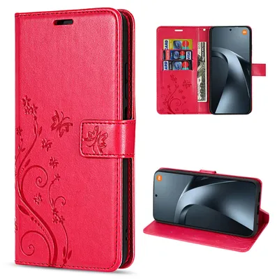 Produktbild von Hülle für Xiaomi 17T Handyhülle mit [Standfunktion][Kartenfächern] Rot