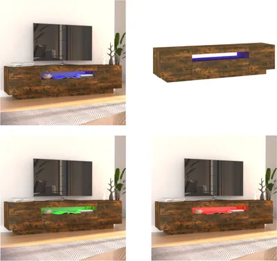 Produktbild von vidaXL TV Schrank mit LED Leuchten Räuchereiche 160x35x40 cm - TV-Schrank - TV-Schränke - TV-Möbel - TV-Ständer