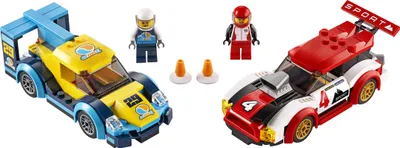 Produktbild von LEGO 60256 City Rennwagen-Duell, Konstruktionsspielzeug mit Rennauto und 2 Minifiguren von Rennfahrern, Rennwagen, Spielzeug ab 5 Jahre