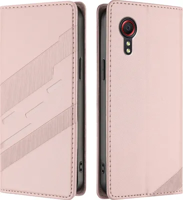 Produktbild von Hülle für Samsung Galaxy XCover 5, Kunstleder Brieftaschen Handyhülle mit Kartenfach und Standfunktion Pink