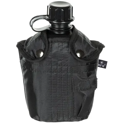 Produktbild von MFH | US Plastikfeldflasche | 1 Liter | schwarz | BPA-frei | Trinkflasche inkl. Hülle