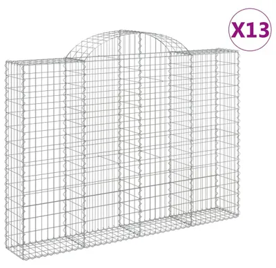Imagen del producto de vidaXL: Muros de contención tipo gavión con arco, 13 unidades, 200x30x140/160 cm, hierro galvanizado