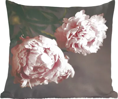 Produktbild von MuchoWow® Zierkissen Sofakissen Wohnzimmer Dekokissen 45x45 cm Zwei rosa Pfingstrosen - Schlafpolster - Polster für das Sofa