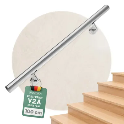 Produktbild von MONZANA® Edelstahl Handlauf V2A Geländer Treppengeländer 100 cm Wandhandlauf Wandhalterung Innen & Außen