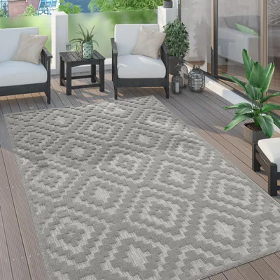 Produktbild von Paco Home Outdoor Teppich wetterfest Boho & Skandi 3D-Optik für Terrasse, Balkon & Garten 160 cm rund