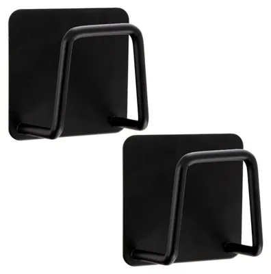 Zdjęcie produktu dla Czarne metalowe haczyki samoprzylepne, 4,8 x 4,8 cm, zestaw 2 szt.